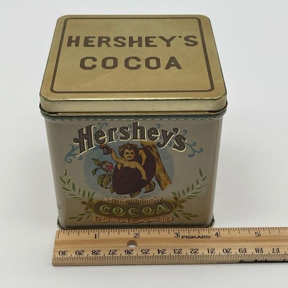 Hershey's Tin Gold Cocoa Square Metal Empty Container Bristolware - Picture 8 of 13